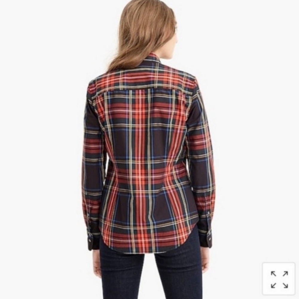 J Crew Perfect Shirt in Stewart Tartan Cotton Poplin - Picture 2 of 11